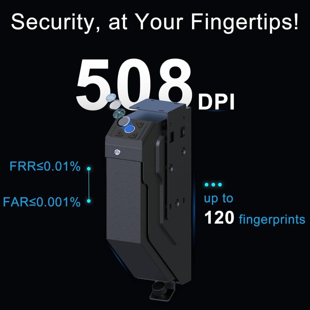 Gun Safe Biometric Quick Access Handgun Safes for Pistols Bedside Fingerprint Pistol safe Nightstand Smart Gun Safety Wall Mount Desk Keypad Key