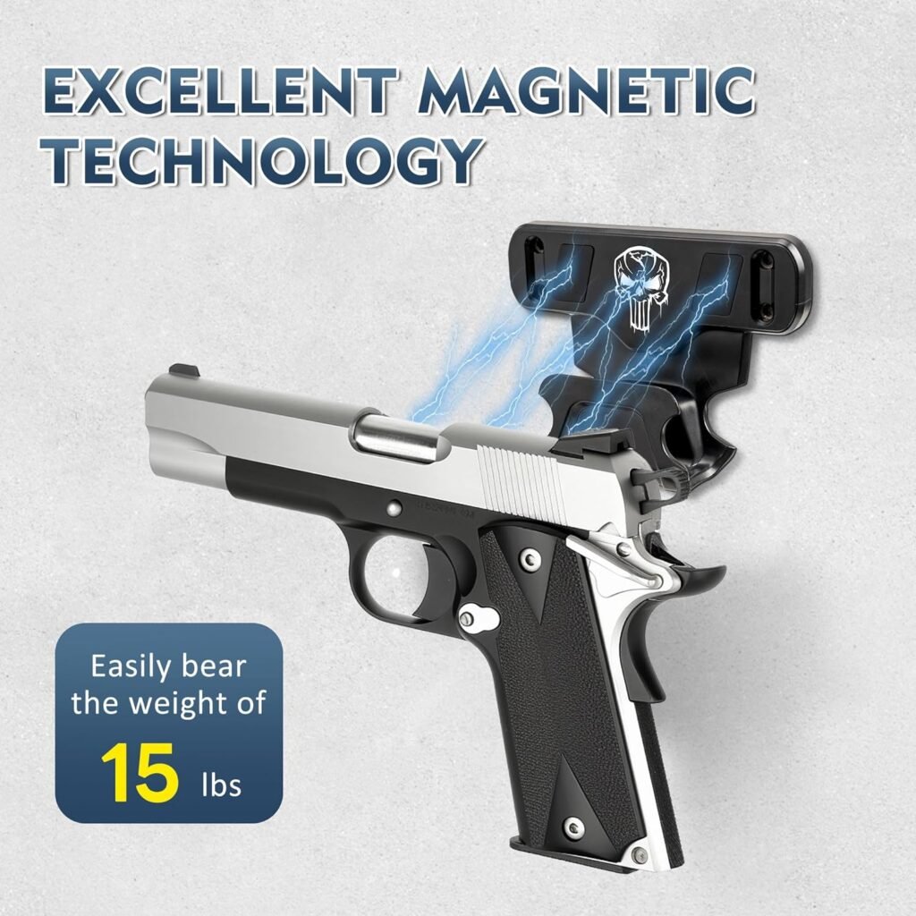 Magnetic Car Gun Mount, Gun Holder Rack with Safety Trigger Guard Protection, Easy Conceal in Vehicle, Truck, Safes, Walls, Heavy Duty Car