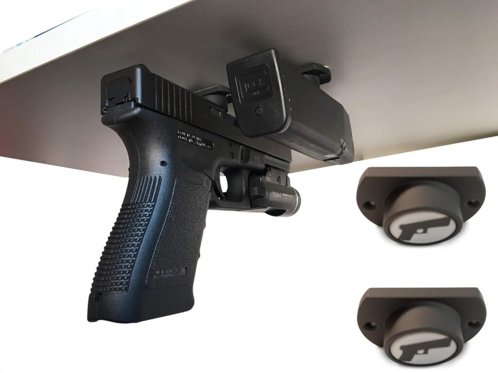 2-Pack | Gun Magnet w/Adhesive Backing | Car Holster | Bedside Holster | Steering Wheel Gun Holster | Under The Desk Pistol Holster | Gun Holsters for Cars | Vehicle Gun Mount | Pistol Holster in Car